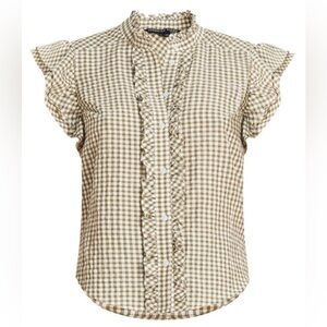 VERONICA BEARD NWT TENILLE SHIRT Olive and White Sz small sleeveless
